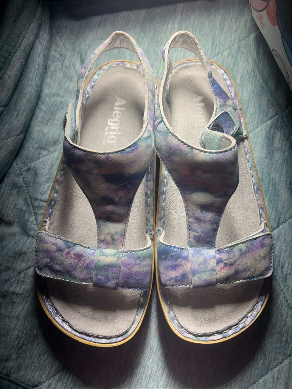 Alegria Pastel Tie-Dye Slingback Sandals - Lavender, Mint & Pale Blue